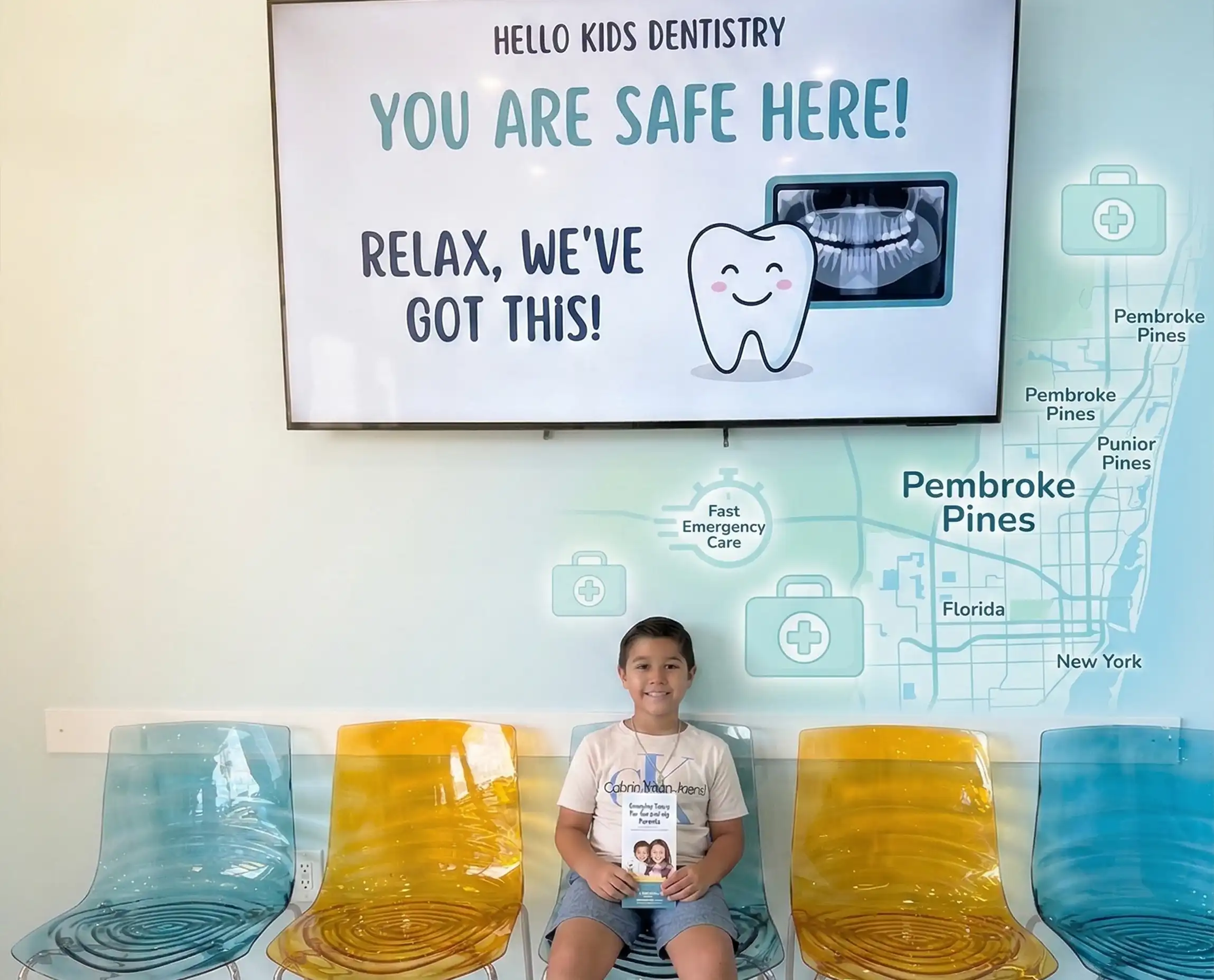 Sala de espera Hello Kids Dentistry Pembroke Pines